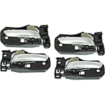 Front and Rear, Driver and Passenger Side Beige bezel with chrome lever Interior Door Handle, With door lock button
