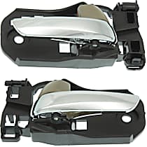 Front and Rear, Driver and Passenger Side Beige bezel with chrome lever Interior Door Handle, With door lock button
