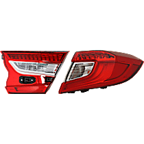 Passenger Side, Inner and Outer Tail Lights, with Bulb, Inner - Halogen, Mounts On Luggage Lid