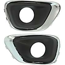 Front, Driver and Passenger Side Fog Light Trims, Black and Chrome