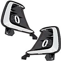 Front, Driver and Passenger Side Fog Light Trims, Chrome, For Models With Halogen Type Fog Light