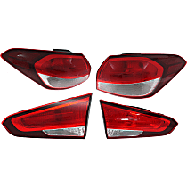 Driver and Passenger Side, Inner and Outer Tail Lights, With bulb(s), Halogen