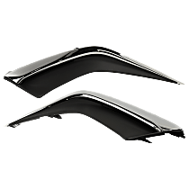 Front, Driver and Passenger Side Bumper Trims, Black and chrome trim