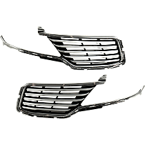 Driver and Passenger Side Grille Assemblies, Chrome Shell and Insert, Grille