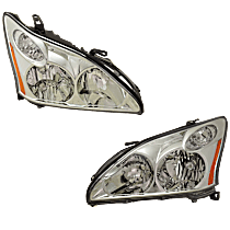 Driver and Passenger Side Halogen Headlight, Without bulb(s), Japan Built Vehicle, OE Replacement