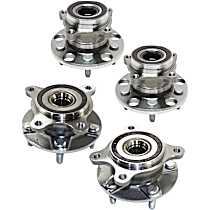 Front and Rear, Driver and Passenger Side Wheel Hub, 5 Lugs, With Bearing, AWD