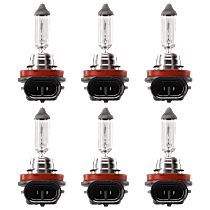 Driver and Passenger Side Halogen H11 Headlight Bulb Low and High Beam, Set of 6