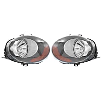 Driver and Passenger Side Headlights, With bulb(s), Halogen, Hatchback/Wagon, With yellow turn signal light