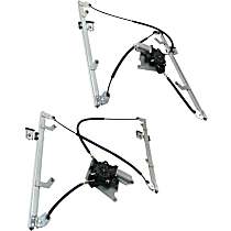 Front, Driver and Passenger Side Power Window Regulator, With Motor