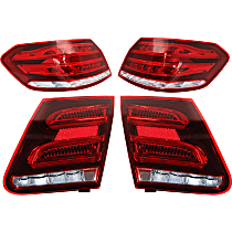 Driver and Passenger Side, Inner and Outer Tail Lights, With bulb(s), Halogen