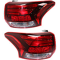 Driver and Passenger Side, Outer Halogen Tail Light, With bulb(s), Mounts on Body, OE Replacement
