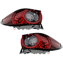 Driver and Passenger Side, Outer Tail Lights, with Bulbs, Halogen, Mounts On Body, For Models Without Signature Light