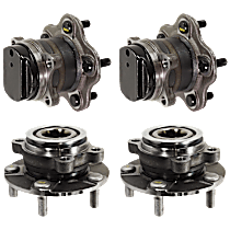 Front and Rear, Driver and Passenger Side Wheel Hub, 5 Lugs, With Bearing, With Sensor, Front Wheel Drive