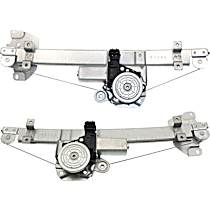 Front, Driver and Passenger Side Power Window Regulator, With Motor