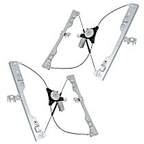 Front, Driver and Passenger Side Window Regulators, Power, with Motor
