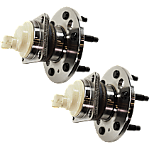 Rear, Driver and Passenger Side Wheel Hub,  With 4 Hole Rectangular Flange, FWD, 6 Lugs, With Bearing, With Sensor