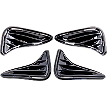 Front, Driver and Passenger Side Fog Light Cover, Black