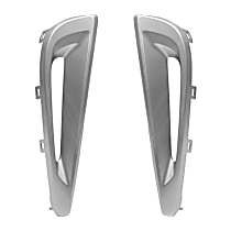 Front, Driver and Passenger Side Fog Light Trims, Silver, For Models With Daytime Running Light