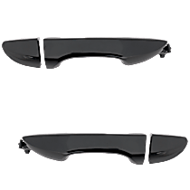 Front, Driver and Passenger Side Smooth Black Exterior Door Handle, Without Key Hole