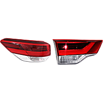 Driver Side, Inner and Outer Inner - Halogen; Outer - LED Tail Light, With bulb(s), Mounts on Liftgate, OE Replacement