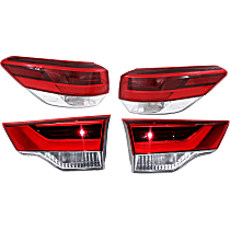 Driver and Passenger Side, Inner and Outer Inner - Halogen; Outer - LED Tail Light, With bulb(s), Mounts on Liftgate, OE Replacement