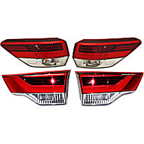 Driver and Passenger Side, Inner and Outer Inner - Halogen; Outer - LED Tail Light, With bulb(s), Mounts on Liftgate, OE Replacement
