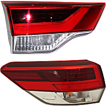 Driver Side, Inner and Outer Inner - Halogen; Outer - LED Tail Light, With bulb(s), Mounts on Liftgate, OE Replacement
