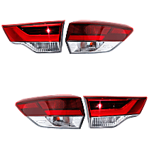 Driver and Passenger Side, Inner and Outer Inner - Halogen; Outer - LED Tail Light, With bulb(s), Mounts on Liftgate, OE Replacement
