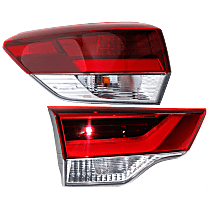Driver Side, Inner and Outer Inner - Halogen; Outer - LED Tail Light, With bulb(s), Mounts on Liftgate, OE Replacement