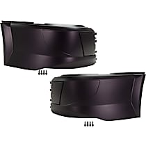Front, Driver and Passenger Side Bumper End, Painted Black Plastic
