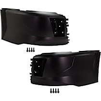 Front, Driver and Passenger Side Bumper End, Painted Black Plastic