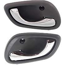 Front or Rear, Driver and Passenger Side Interior Door Handles, Gray bezel with chrome lever, Without Door Lock Hole