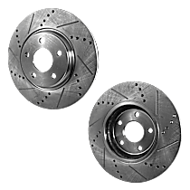 Rear Brake Disc, Cross-drilled and Slotted, Solid, 5 Lugs, 334 mm, Base, 3.7L 6Cyl, Pro-Line Series