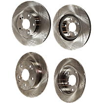 Front and Rear Brake Disc, Plain Surface, Vented - Front; Solid - Rear, 5 Lugs, 2.4L 4Cyl, Pro-Line Series