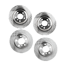Front and Rear Brake Disc, 4-Wheel Set, Plain Surface, Vented, 5 Lugs, Pro-Line Series