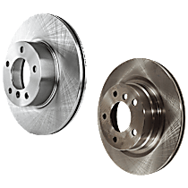 Front and Rear Brake Disc, Plain Surface, Vented, 5 Lugs, 2.5L 6Cyl