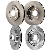 Front and Rear Brake Disc, 4-Wheel Set, Plain Surface, Vented, 5 Lugs, Pro-Line Series