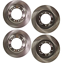 Front and Rear Brake Disc, Plain Surface, Vented, 4-Wheel Set, 10 Lugs, Pro-Line Series