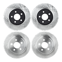 Front and Rear Brake Disc, 4-Wheel Set, Plain Surface, Vented - Front; Solid - Rear, 5 Lugs, Pro-Line Series