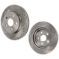 Rear Brake Disc, Cross-drilled and Slotted, Vented, 5 Lugs, 314.96 mm, Base, 3.6L 6Cyl, Pro-Line Series