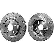 Front Brake Disc, Cross-drilled and Slotted, Vented, 5 Lugs, Pro-Line Series