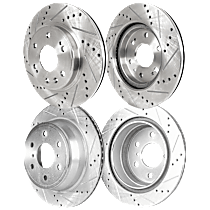 Front and Rear Brake Disc, Cross-drilled and Slotted, Vented, 6 Lugs, LS, 5.3L 8Cyl, Pro-Line Series