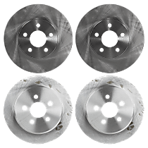 Front and Rear Brake Disc, Plain Surface, Vented - Front; Solid - Rear, 5 Lugs 10.12 in. - Front; 10.63 in. - Rear Pro-Line Series