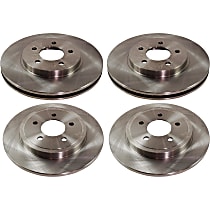 Front and Rear Brake Discs, Plain Surface, 5 Lugs, 4-Wheel Set
