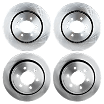 Front and Rear Brake Discs, 4-Wheel Set, Plain Surface, Vented, 6 Lugs, 13.78 in. - Front, 13.7 in. - Rear Disc Diameter, Pro-Line Series