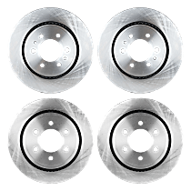 Front and Rear Brake Discs, 4-Wheel Set, Plain Surface, Vented, 6 Lugs - Front, 5 Lugs - Rear, Bare Rotor, Pro-Line Series