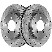 Front Brake Disc, Cross-drilled and Slotted, Vented, 5 Lugs, 305 mm, 4.6L 8Cyl, Pro-Line Series