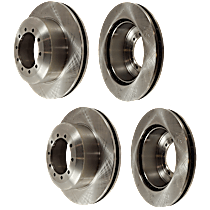 Front and Rear Brake Disc, 4-Wheel Set, Plain Surface, Solid, 10 Lugs, Pro-Line Series