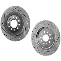 Rear Brake Disc, Cross-drilled and Slotted, Solid, 5 Lugs, 329.95 mm, 3.5L 6Cyl, Pro-Line Series