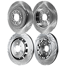 Front and Rear Brake Disc, Plain Surface, Front-Vented/Rear-Solid, 5 Lugs, Base Brakes, 3.7L 6Cyl, Pro-Line Series